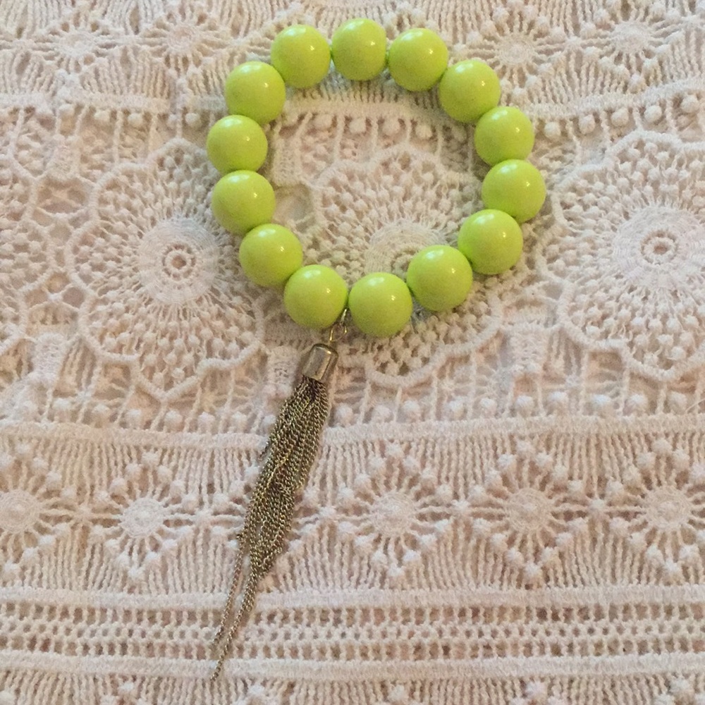 EUC Neon Beaded Tassel Bracelet